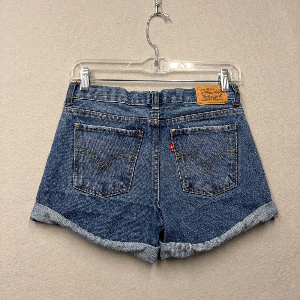 Levi's Girlfriend Short Kids Size 14 Blue Denim Cuffed Adjustable Waist U96